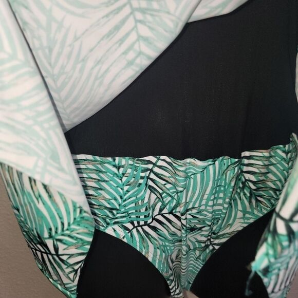 Sea & Sand Beachwear palm leaf on piece swimsuit swimdress 18w - Picture 4 of 7